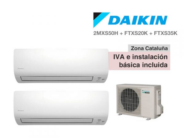 AIRE ACONDICIONADO DAIKIN 2X1 2MXS50H + FTXS20K + FTXS35K