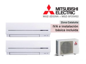 AIRE ACONDICIONADO MITSUBISHI 2X1 MXZ-2D33VA + MSZ-SF25VE2