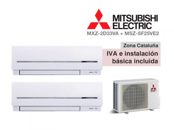 AIRE ACONDICIONADO MITSUBISHI 2X1 MXZ-2D33VA + MSZ-SF25VE2