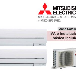 AIRE ACONDICIONADO MITSUBISHI 2X1 MXZ-2D53VA + MSZ-SF20VE2 + MSZ